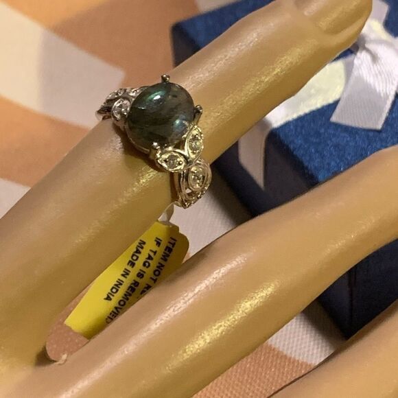 Labradorite Diamond Sterling Silver Gemstone Ring - Picture 13 of 15